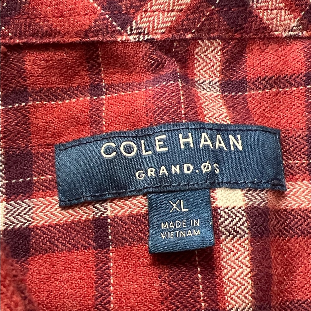 Cole Haan Grand OS Mens XL Plaid Flannel Button Down Shirt Red - Picture 2 of 8